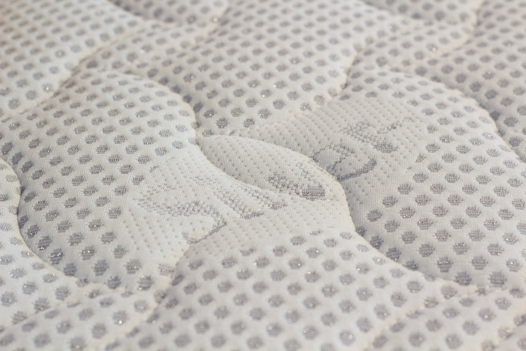 Close-up of a textured gray fabric surface